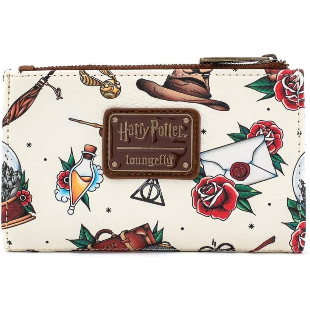 Harry Potter Wallet Faux Leather All-Over Print Bifold Card Slots Zipped